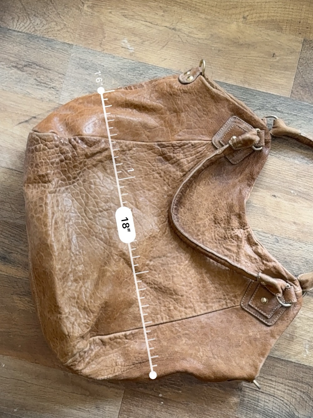 Brown Leather Slouchy Tote Bag - Classic Everyday Carryall - Picture 7 of 8